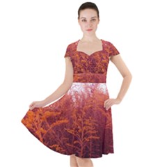 Red Goldenrod Cap Sleeve Midi Dress by okhismakingart