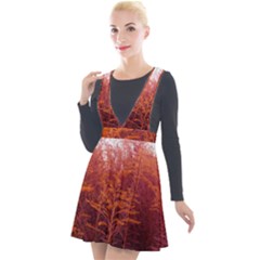 Red Goldenrod Plunge Pinafore Velour Dress