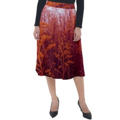 Red Goldenrod Classic Velour Midi Skirt 