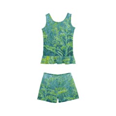 Turquoise Goldenrod Kids  Boyleg Swimsuit