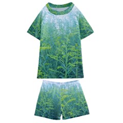 Turquoise Goldenrod Kids  Swim Tee And Shorts Set