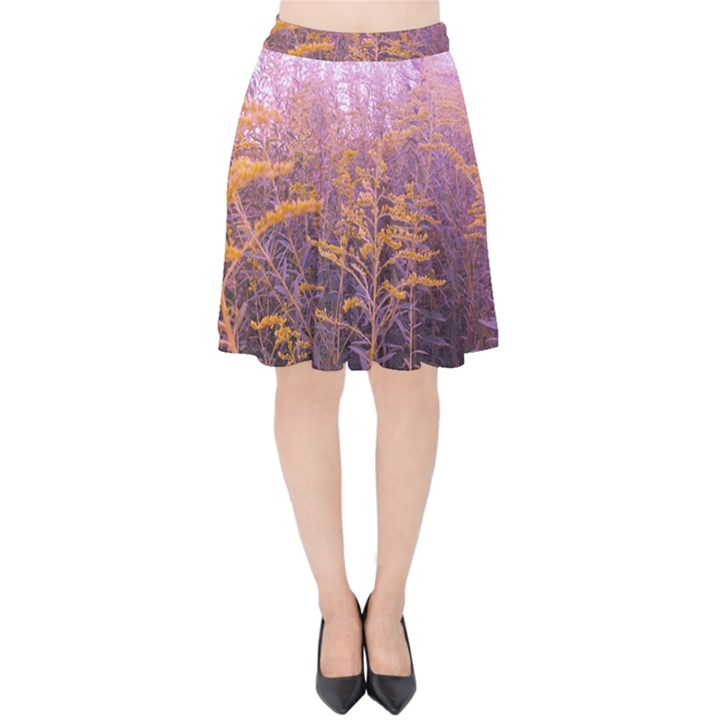 Pink Goldenrod Velvet High Waist Skirt