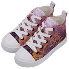 Pink Goldenrod Kids  Mid-top Canvas Sneakers by okhismakingart