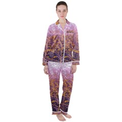 Pink Goldenrod Satin Long Sleeve Pyjamas Set