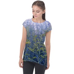 Blue Goldenrod Cap Sleeve High Low Top