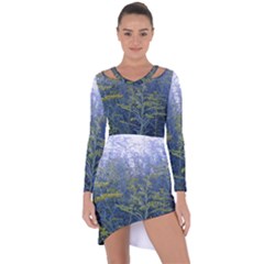 Blue Goldenrod Asymmetric Cut-out Shift Dress