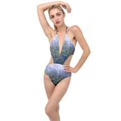 Blue Goldenrod Plunging Cut Out Swimsuit