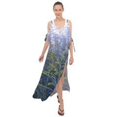 Blue Goldenrod Maxi Chiffon Cover Up Dress