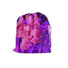 Pink And Blue Sideways Sumac Drawstring Pouch (large) by okhismakingart