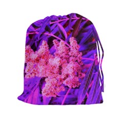 Pink And Blue Sideways Sumac Drawstring Pouch (xxl) by okhismakingart