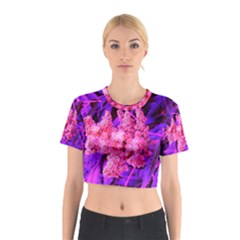 Pink And Blue Sideways Sumac Cotton Crop Top by okhismakingart