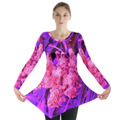 Pink And Blue Sideways Sumac Long Sleeve Tunic  by okhismakingart