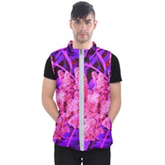 Pink And Blue Sideways Sumac Men s Puffer Vest by okhismakingart