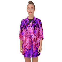 Pink And Blue Sideways Sumac Half Sleeve Chiffon Kimono