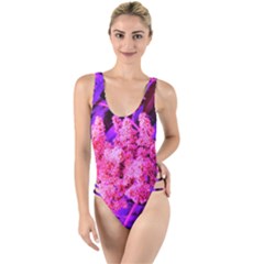 Pink And Blue Sideways Sumac High Leg Strappy Swimsuit