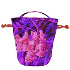 Pink And Blue Sideways Sumac Drawstring Bucket Bag by okhismakingart