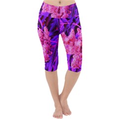 Pink And Blue Sideways Sumac Lightweight Velour Cropped Yoga Leggings