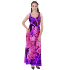 Pink And Blue Sideways Sumac Sleeveless Velour Maxi Dress