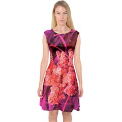 Pink Sideways Sumac Capsleeve Midi Dress by okhismakingart