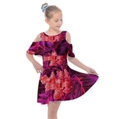 Pink Sideways Sumac Kids  Shoulder Cutout Chiffon Dress