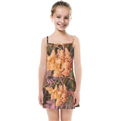 Pale Yellow And Green Sideways Sumac Kids  Summer Sun Dress