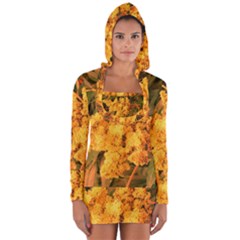 Yellow Sideways Sumac Long Sleeve Hooded T-shirt by okhismakingart