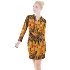 Yellow Sideways Sumac Button Long Sleeve Dress