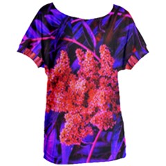 Red And Blue Sideways Sumac Women s Oversized Tee by okhismakingart