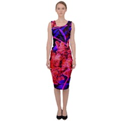 Red And Blue Sideways Sumac Sleeveless Pencil Dress