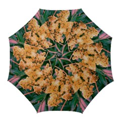 Green And Gold Sideways Sumac Golf Umbrellas by okhismakingart