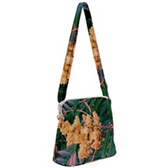 Green And Gold Sideways Sumac Zipper Messenger Bag