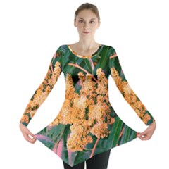 Green And Gold Sideways Sumac Long Sleeve Tunic  by okhismakingart