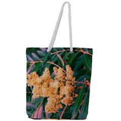 Green And Gold Sideways Sumac Full Print Rope Handle Tote (large) by okhismakingart