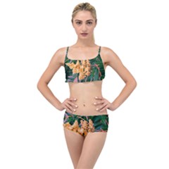 Green And Gold Sideways Sumac Layered Top Bikini Set