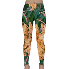 Green And Gold Sideways Sumac Lightweight Velour Classic Yoga Leggings by okhismakingart