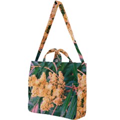 Green And Gold Sideways Sumac Square Shoulder Tote Bag by okhismakingart