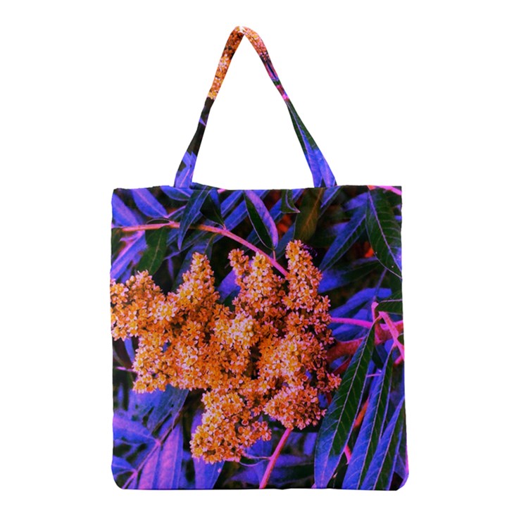 Blue and Gold Sideways Sumac Grocery Tote Bag