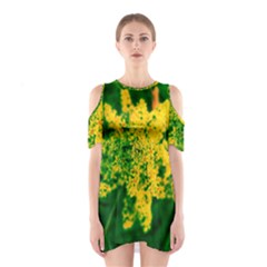 Yellow Sumac Bloom Shoulder Cutout One Piece Dress by okhismakingart