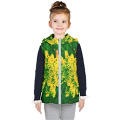 Yellow Sumac Bloom Kids  Hooded Puffer Vest by okhismakingart