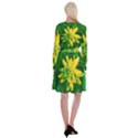 Yellow Sumac Bloom Long Sleeve Velvet Front Wrap Dress View2