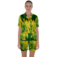 Yellow Sumac Bloom Satin Short Sleeve Pyjamas Set by okhismakingart