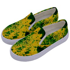 Yellow Sumac Bloom Kids  Canvas Slip Ons by okhismakingart