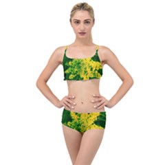 Yellow Sumac Bloom Layered Top Bikini Set