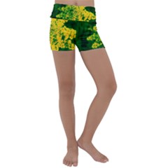 Yellow Sumac Bloom Kids  Lightweight Velour Yoga Shorts