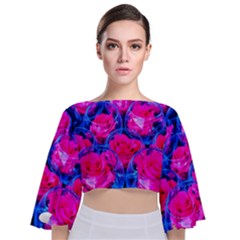 Rose Bowls Tie Back Butterfly Sleeve Chiffon Top