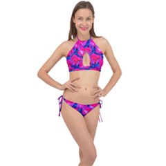 Rose Bowls Cross Front Halter Bikini Set