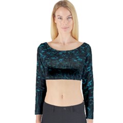 Dark Green Queen Anne s Lace Hillside Long Sleeve Crop Top by okhismakingart