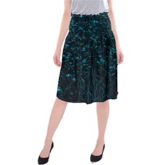 Dark Green Queen Anne s Lace Hillside Midi Beach Skirt by okhismakingart