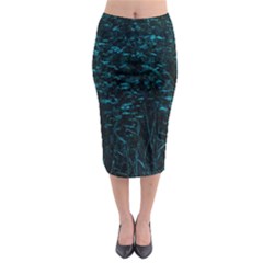 Dark Green Queen Anne s Lace Hillside Midi Pencil Skirt by okhismakingart