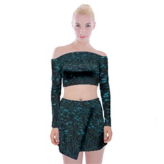 Dark Green Queen Anne s Lace Hillside Off Shoulder Top With Mini Skirt Set by okhismakingart